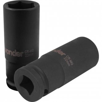Soquete sextavado longo de impacto, 22 mm, encaixe de 1/2