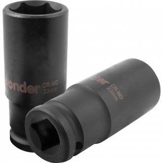 Soquete sextavado longo de impacto, 23 mm, encaixe de 1/2