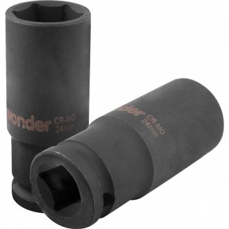 Soquete sextavado longo de impacto, 24 mm, encaixe de 1/2