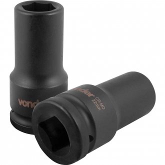 Soquete sextavado longo de impacto, 22 mm, encaixe de 3/4