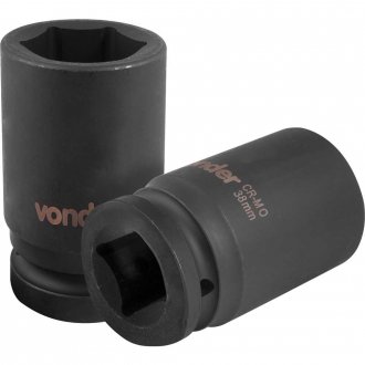 Soquete sextavado longo de impacto, 38 mm, encaixe de 1