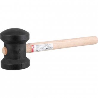 Martelo de borracha 80 mm, cabo em madeira, preto, NOVE54