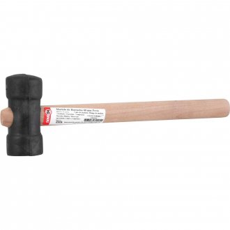Martelo de borracha 40 mm, cabo em madeira, preto, NOVE54