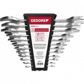 Jogo de chaves fixas, 6 mm a 32 mm, a�o cromo van�dio, 12 p�s, R05125012 GEDORE RED
