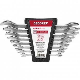 Jogo de chaves fixas, 6 mm a 22 mm, a�o cromo van�dio, 8 p�s, R05125008 GEDORE RED