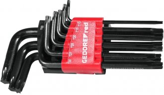 Jogo de chaves hexalobular, T10 a T50, tipo L, com 9 pe�as, R36405009, GEDORE RED