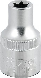 Soquete hexalobular f�mea, com encaixe 1/2