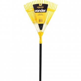 Vassoura met�lica para grama, 22 palhetas, regul�vel, amarela, com cabo, VD 202, VONDER