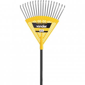 Vassoura pl�stica para grama, com 18 palhetas met�licas, com cabo, VONDER