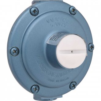 Regulador de g�s parafusado semi-industrial com vaz�o de 7 kg/h, azul, sem man�metro, sem mangueira, 506/03, ALIAN�A