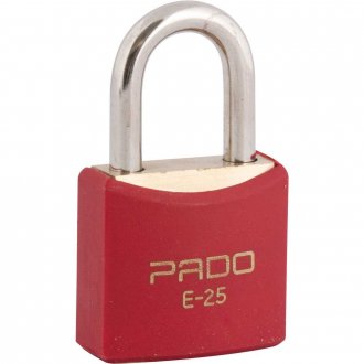 Cadeado de lat�o, corpo plastificado, 25,0 mm, vermelho, 51016411, PADO