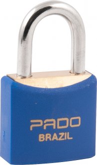 Cadeado de lat�o, corpo plastificado, 25 mm, Azul, PADO