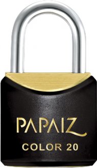 Cadeado de lat�o, corpo plastificado, 20 mm, Preto, PAPAIZ