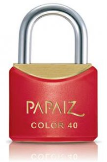 Cadeado de lat�o, corpo plastificado, 30 mm, Vermelho, PAPAIZ