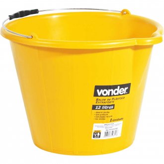 Balde de pl�stico extraforte, 12 litros, amarelo, VONDER