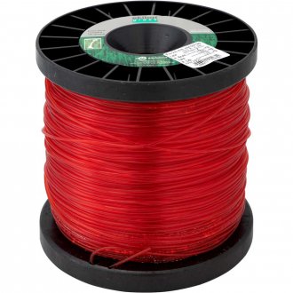Fio de nylon 2,0 mm, vermelho perfil redondo, rolo com 1,0 kg, 7182, EKILON GRASS