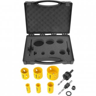 Jogo de serras copo bimetal, em a�o r�pido, com 9 pe�as, SCV 300, VONDER