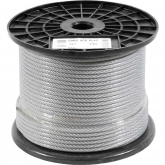 Cabo de a�o plastificado transparente, alma de fibra, 4,76 mm - 3/16