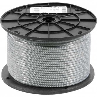 Cabo de a�o plastificado transparente, alma de fibra, 4,76 mm - 3/16