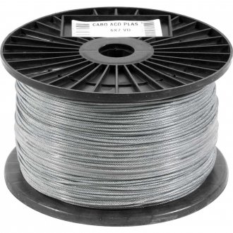 Cabo de a�o plastificado transparente, alma de fibra, 2,38 mm - 3/32