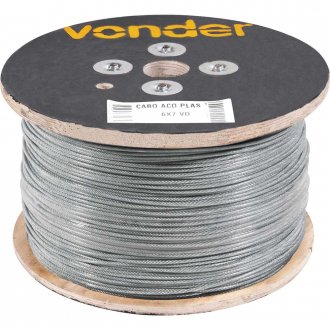 Cabo de a�o plastificado transparente, alma de fibra, 3,18 mm - 1/8