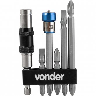 Jogo de bits/ponteiras com 8 pe�as, encaixe sextavado de 1/4
