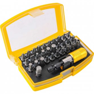 Jogo de bits/ponteiras, com 32 pe�as, encaixe sextavado 1/4