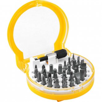 Jogo de bits/ponteiras com 32 pe�as, encaixe sextavado de 1/4