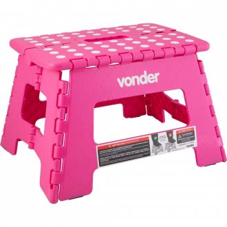 Banqueta pl�stica dobr�vel, rosa, altura 220 mm, VONDER