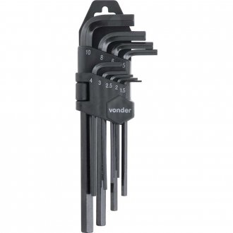 Jogo de chaves hexagonais (allen) curta, 1,5 mm a 10,0 mm, 9 pe�as, VONDER