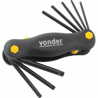 Jogo de chaves hexalobular, T9 a T40, com suporte pl�stico, 8 pe�as, VONDER