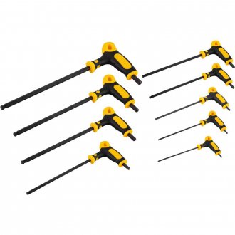 Jogo de chaves hexagonais (allen) abauladas longas, 2,0 mm a 10 mm, cabo T, com 9 pe�as, VONDER