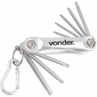 Jogo de chaves hexalobular, T9 a T40, com suporte em alum�nio, 8 pe�as, VONDER