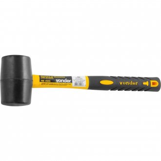 Martelo de borracha 45 mm, cabo em fibra, preto, VONDER