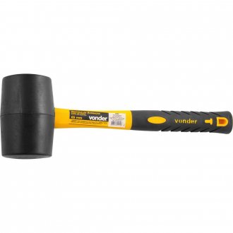Martelo de borracha 65 mm, cabo em fibra, preto, VONDER
