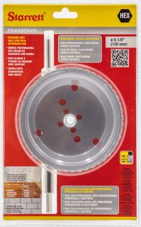 Serra copo diamantada 130 mm, com haste, STARRETT
