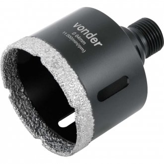 Serra copo diamantada, 64 mm, para esmerilhadeira, VONDER