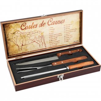 Jogo de utens�lios para churrasco, em a�o inox, com 4 pe�as, VONDER
