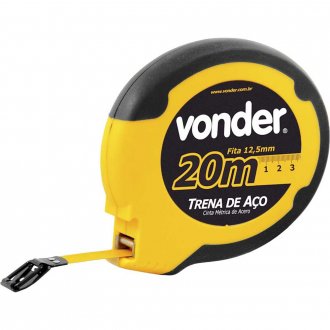 Trena longa com fita de a�o, caixa fechada em ABS, com 20 m x 12,5 mm, VONDER