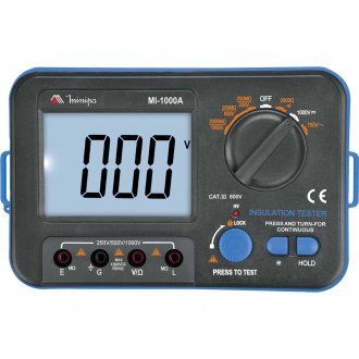 Meg�metro digital, 250 V - 1.000 V, CAT III 600 V, MI-1000A, MINIPA