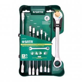 Jogo de chaves combinadas, 8 mm a 19 mm, com catraca, 8 pe�as, ST08007ASJ, SATA