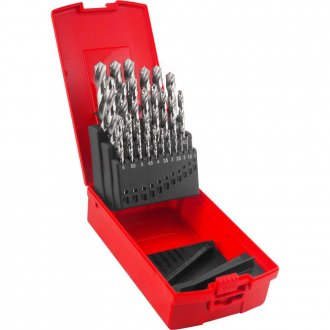 Jogo de brocas de a�o r�pido DIN 338, 1,0 mm a 13,0 mm, com 25 pe�as, A114 DORMER