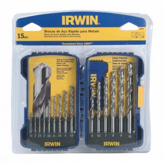 Jogo de brocas de a�o r�pido DIN 338, 1,5 mm a 10,0 mm, com 15 pe�as, IRWIN