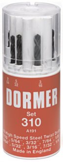 Jogo de brocas de a�o r�pido DIN 338, 1,5 mm a 6,5 mm, com 13 pe�as, A100 DORMER