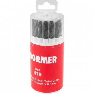 Jogo de brocas de a�o r�pido DIN 338, 1,0 mm a 10,0 mm, com 19 pe�as, A100 DORMER
