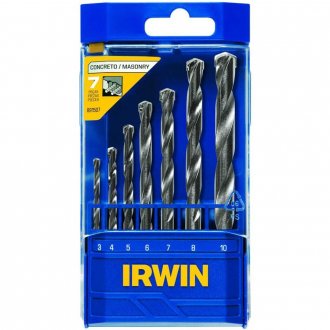 Jogo de brocas para concreto, com ponta de metal duro, 3 mm a 10 mm, com 7 pe�as, 891507 IRWIN
