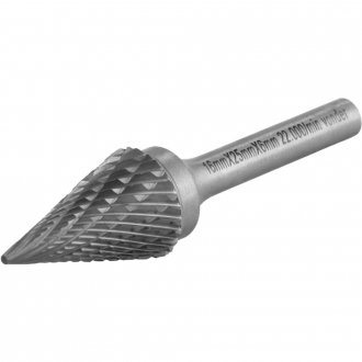 Lima rotativa c�nica ponteaguda, 16,0 mm x 25,0 mm, com haste 6,0 mm, VONDER