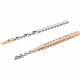 Jogo duopack macho m�quina com canal helicoidal, 4 mm x 0,70 mm, com broca 3,3 mm, DORMER