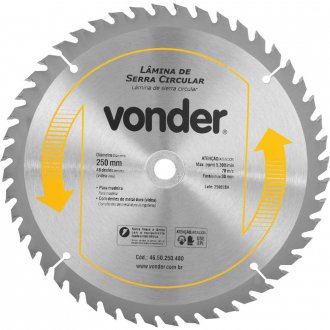 L�mina de serra circular com dentes de metal duro/v�dea, 250 mm x 30 mm, 48 dentes, VONDER