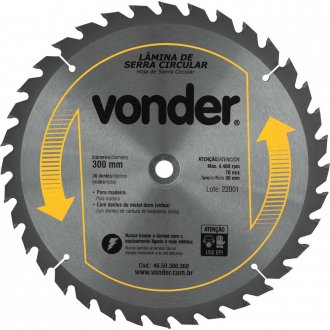 L�mina de serra circular com dentes de metal duro/v�dea, 300 mm x 30 mm, 36 dentes, VONDER